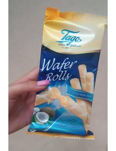 Wafer rolls con crema de coco