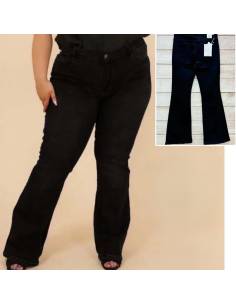 Vaquero elástico de talle medio , pata de campana negro