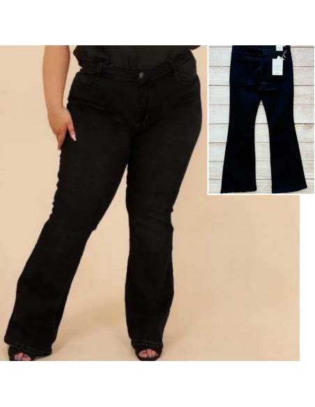 Vaquero elástico de talle medio , pata de campana negro