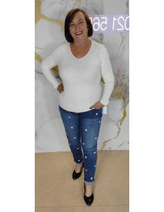 Pantalón muy elástico mujer pata recta 2