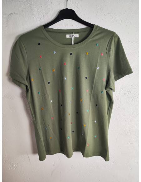 Camiseta corazon de algodón de mujer