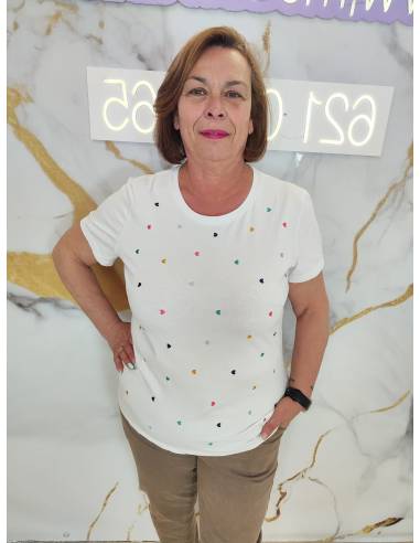 Camiseta corazon de algodón de mujer