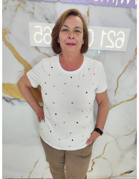 Camiseta corazon de algodón de mujer